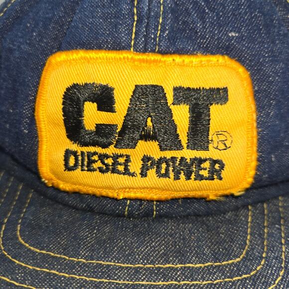 Vintage CAT Diesel Power Hat 1980s Vintage Dad Trucker Hat Denim Patch Snapback - Picture 4 of 9